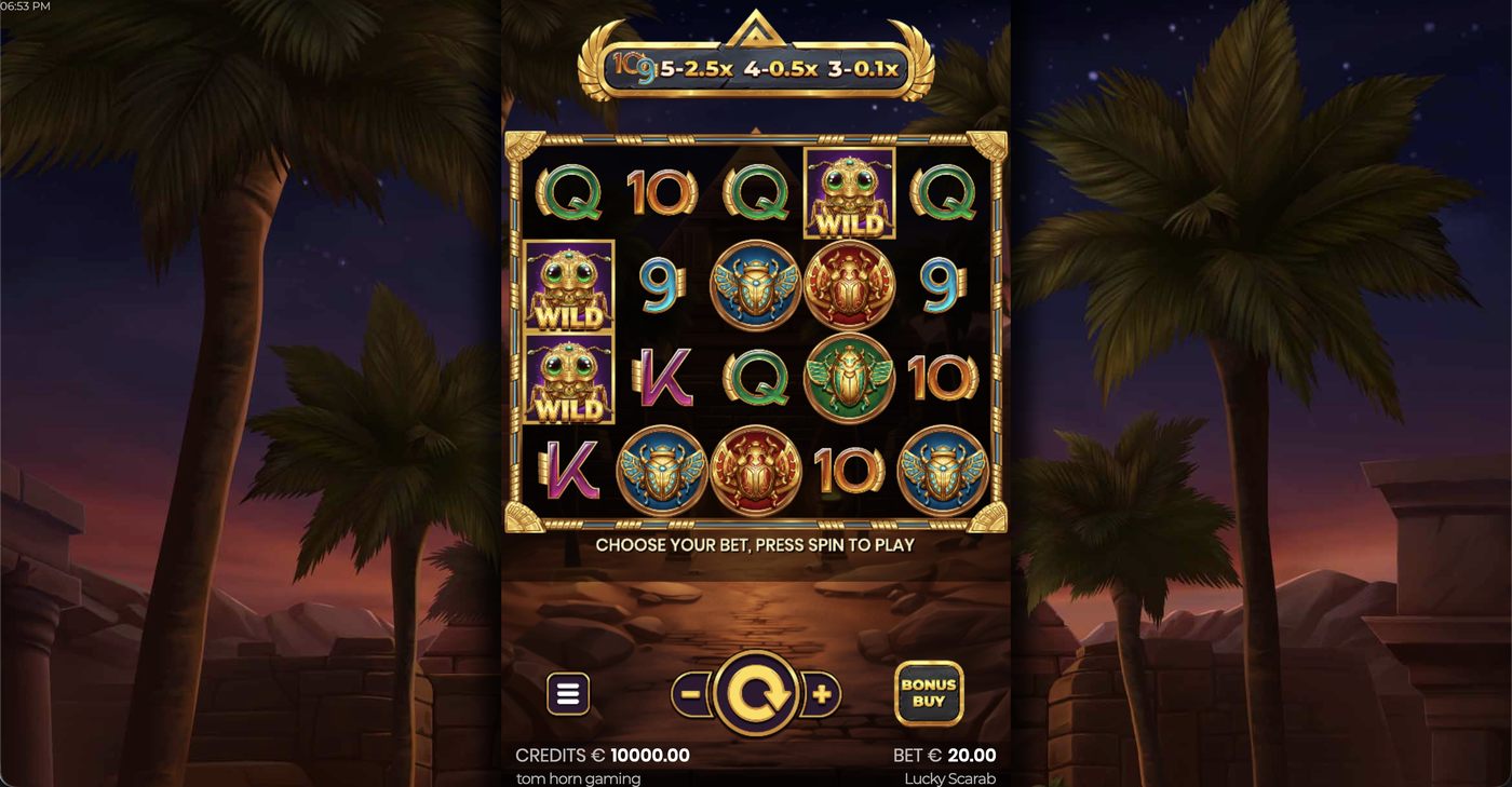 Lucky Scarab: image of main menu
