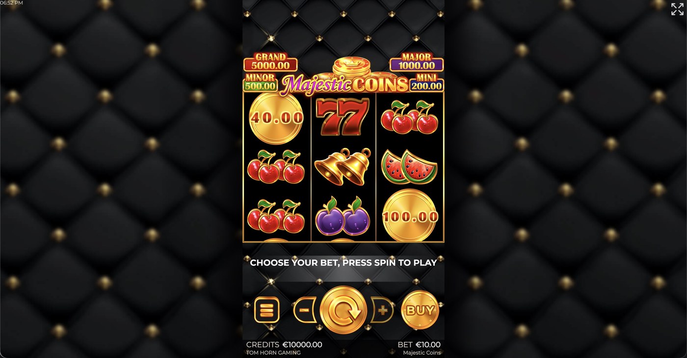 Majestic Coins: image of main menu