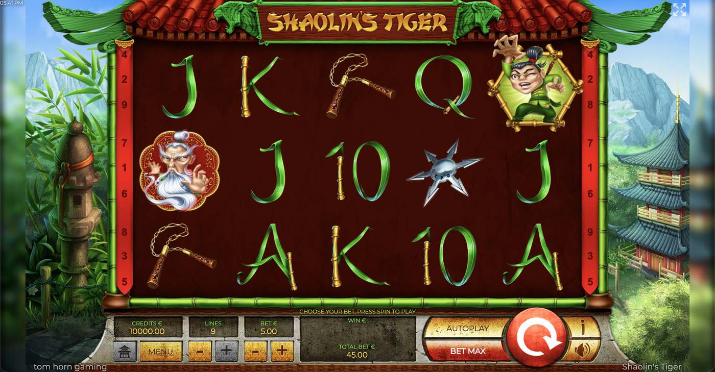 Shaolin's Tiger: image of main menu