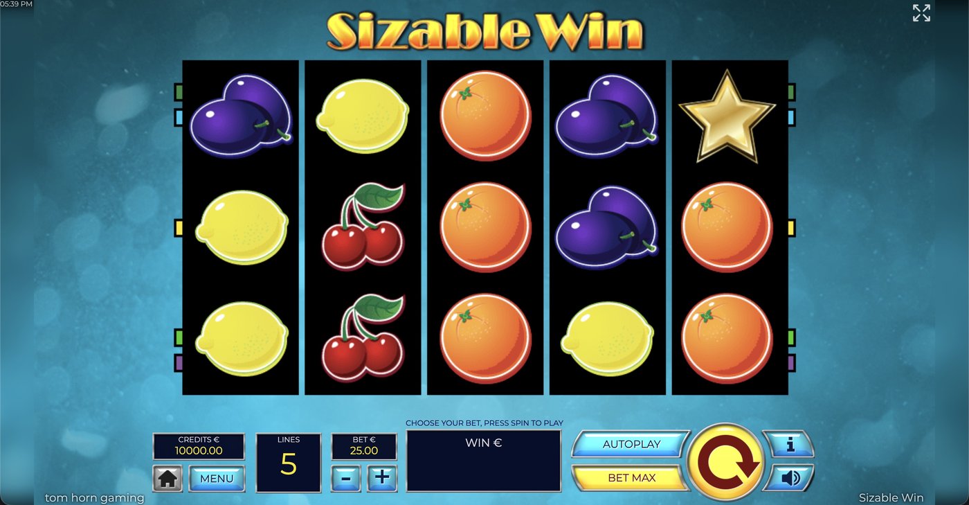 Sizable Win: image of main menu
