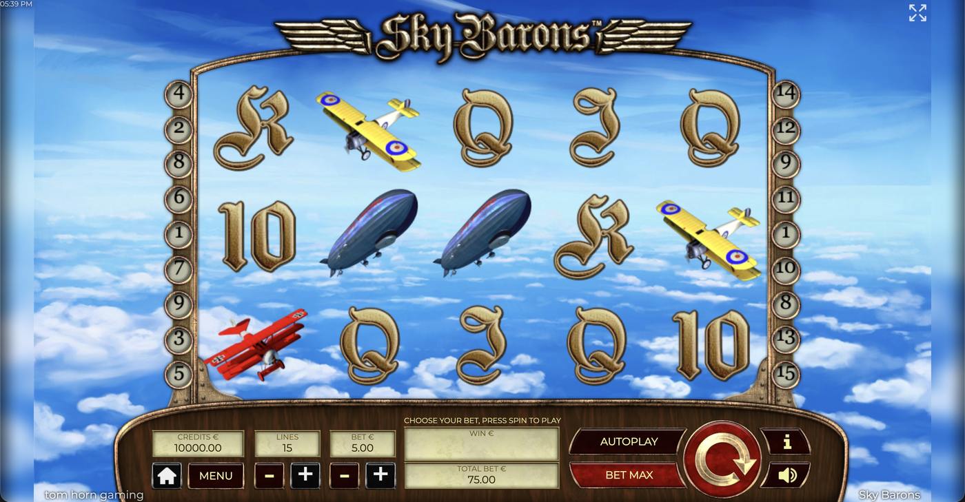 Sky Barons: image of main menu