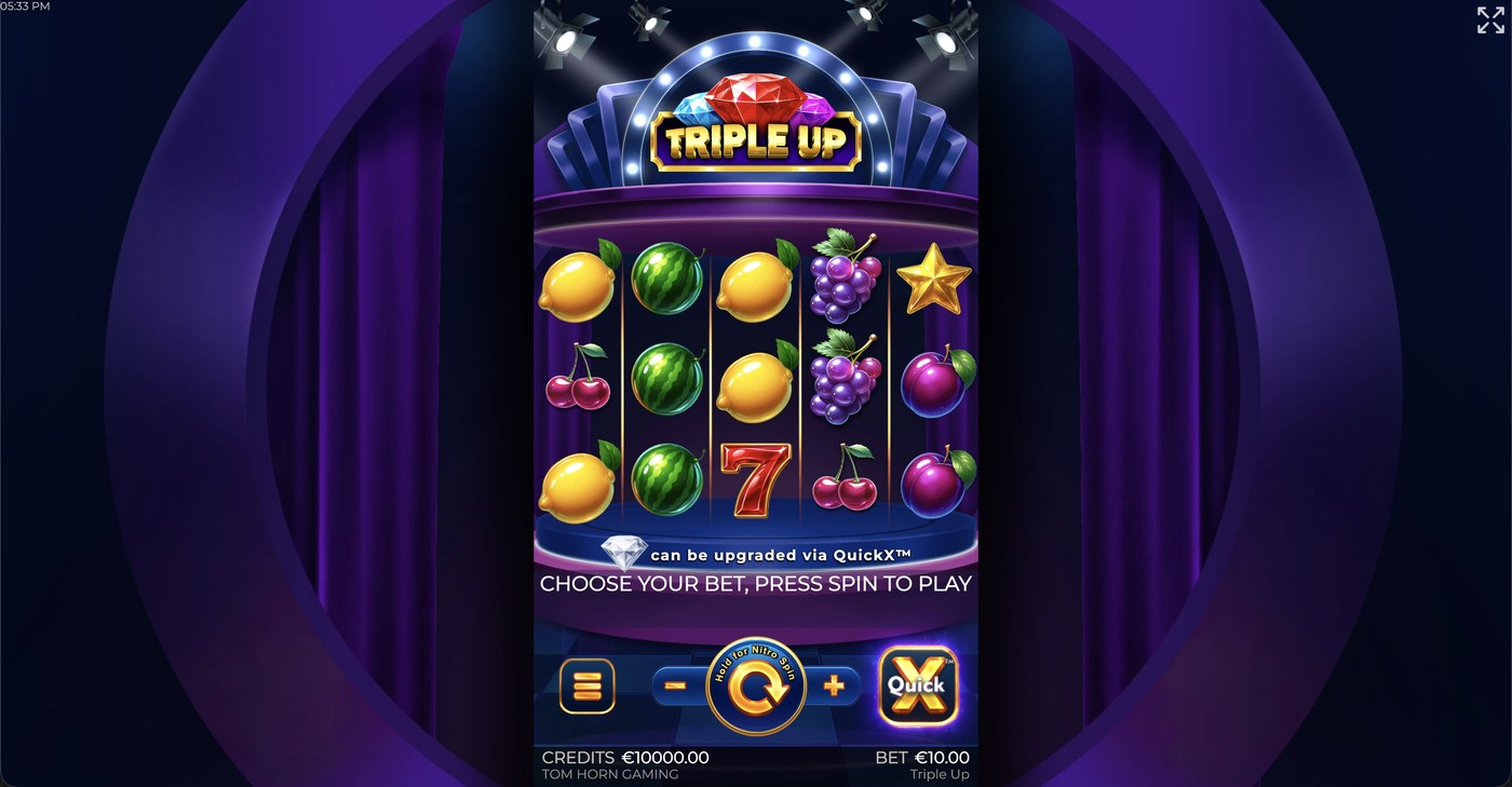Triple Up: image of main menu