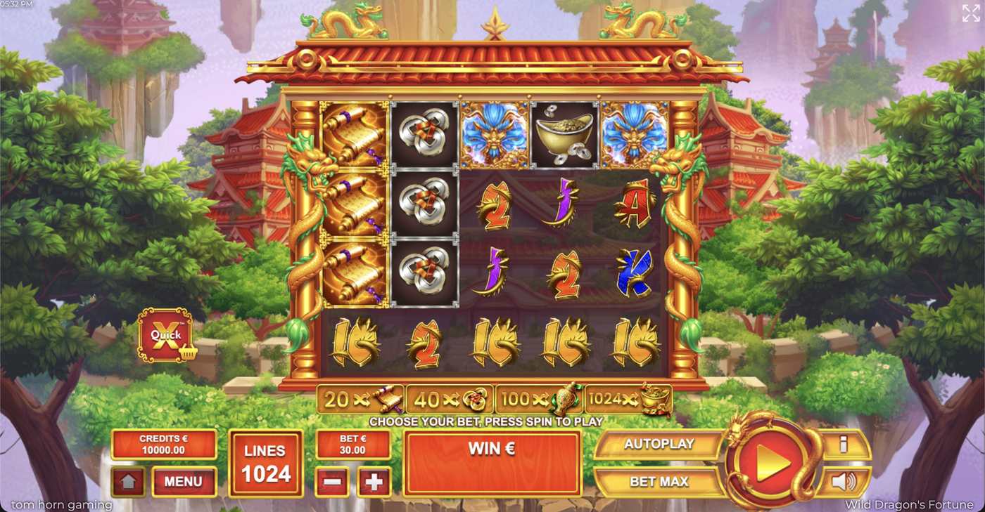 Wild Dragon’s Fortune: image of main menu