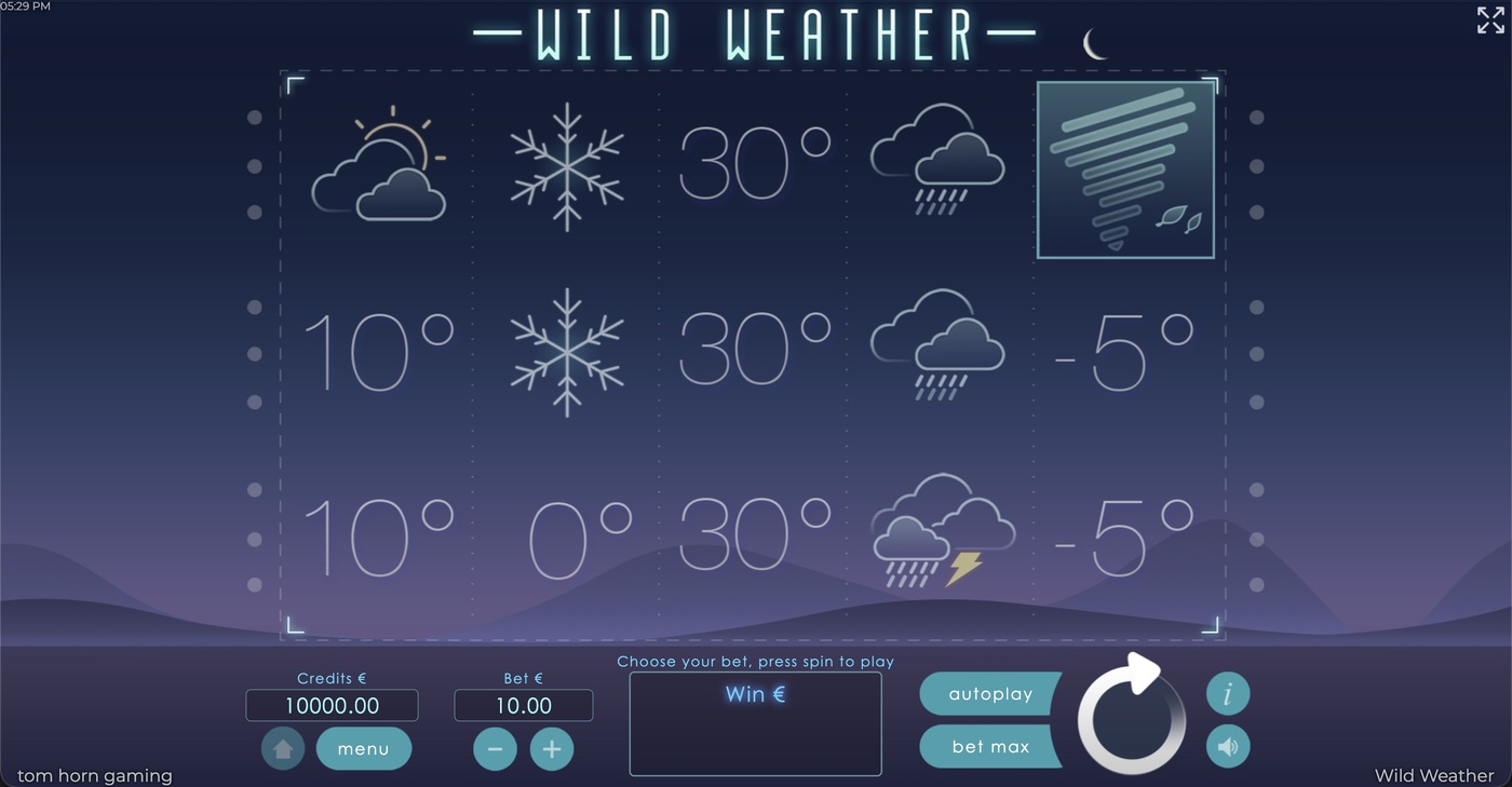 Wild Weather: image of main menu
