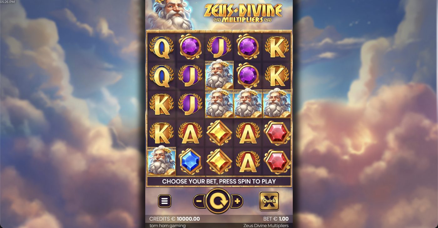 Zeus Divine Multipliers: image of main menu