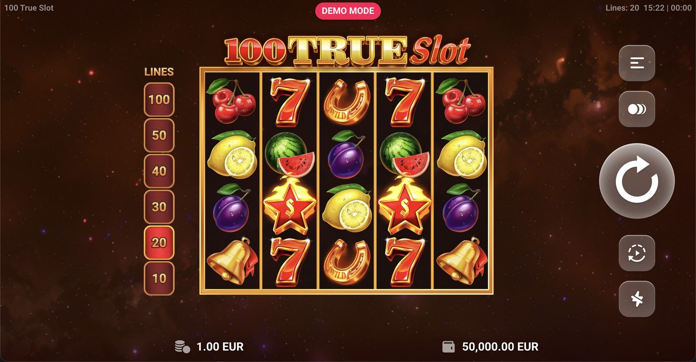 100 True Slot: image of main menu