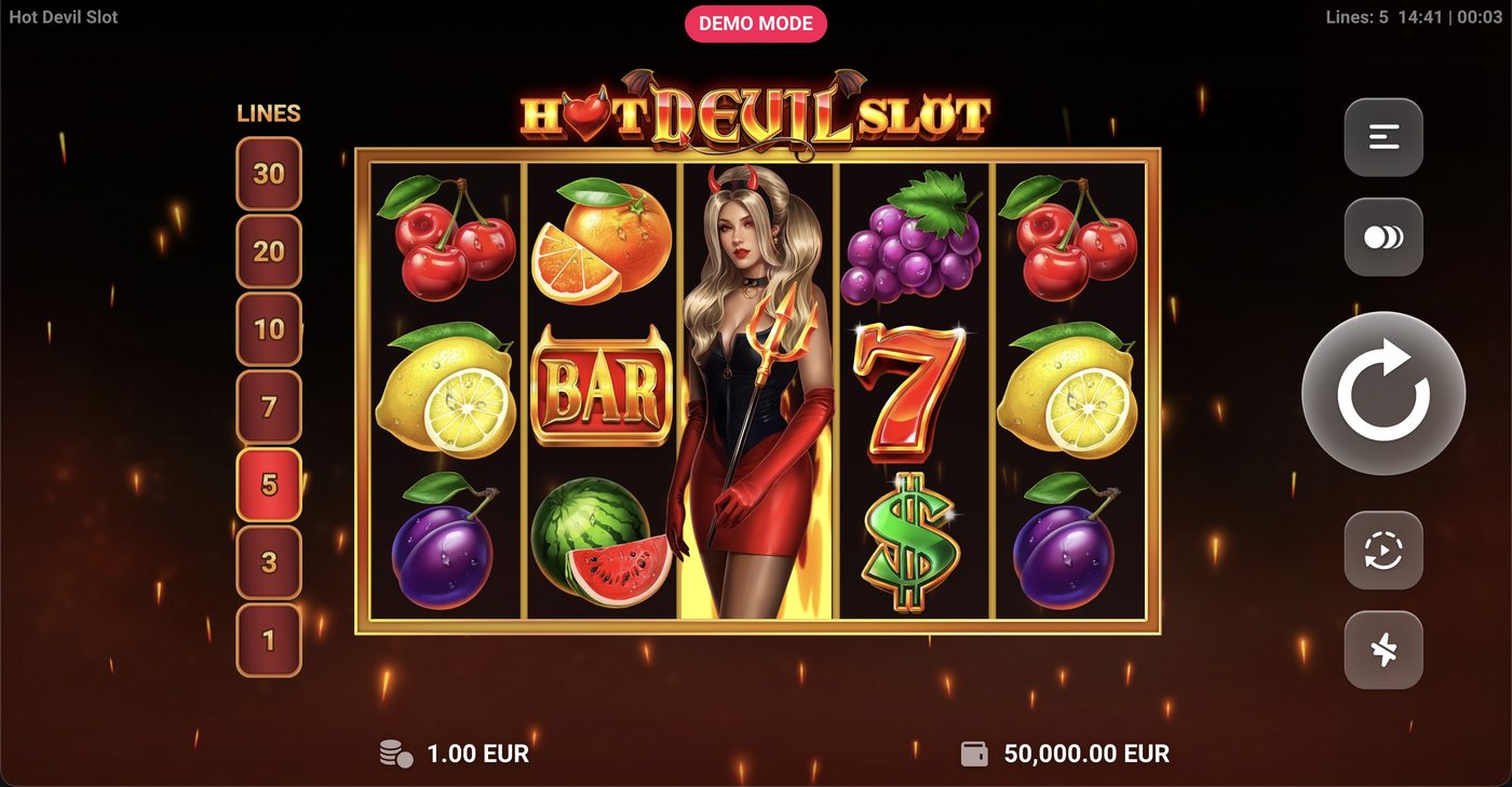 Hot Devil Slot: image of main menu