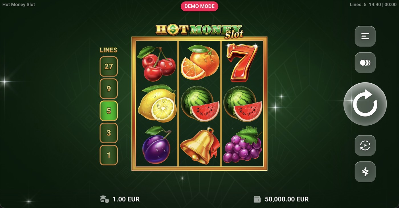 Hot Money Slot: image of main menu