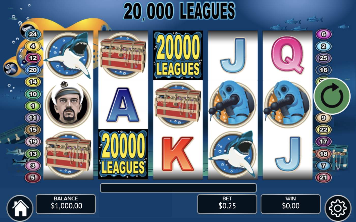 20,000 Leagues: image of main menu