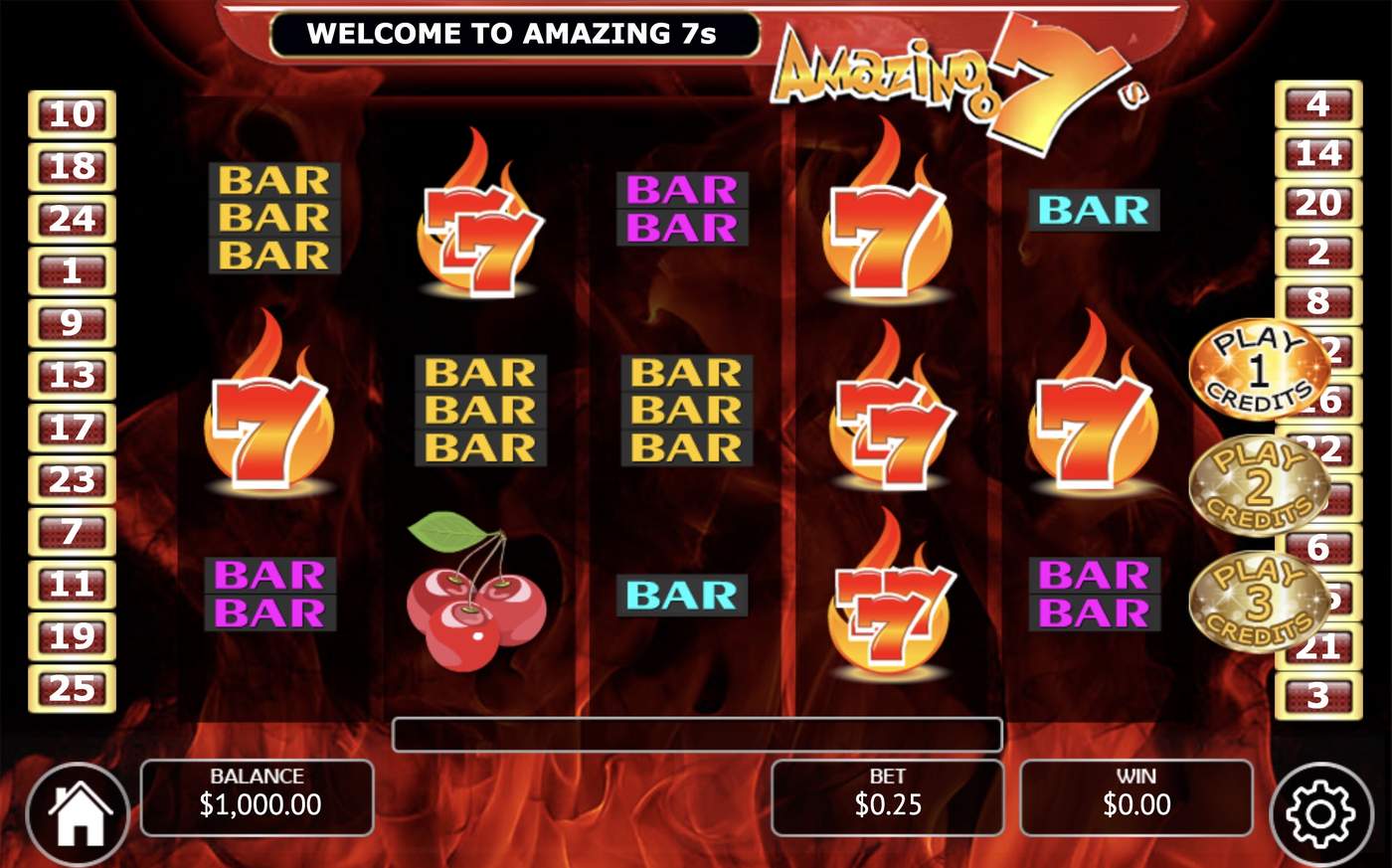 Amazing 7s: image of main menu