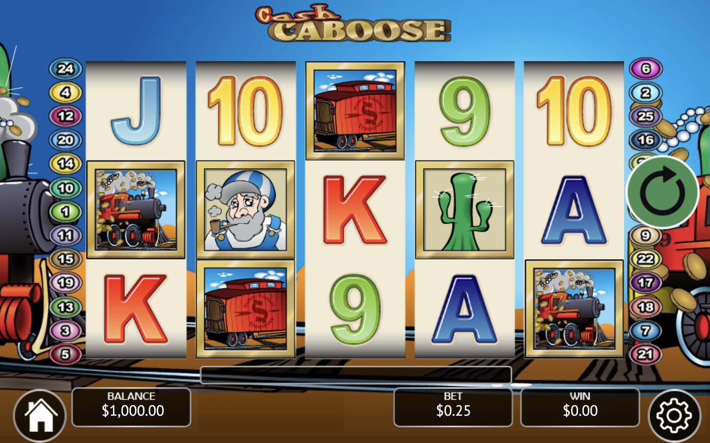 Cash Caboose: image of main menu