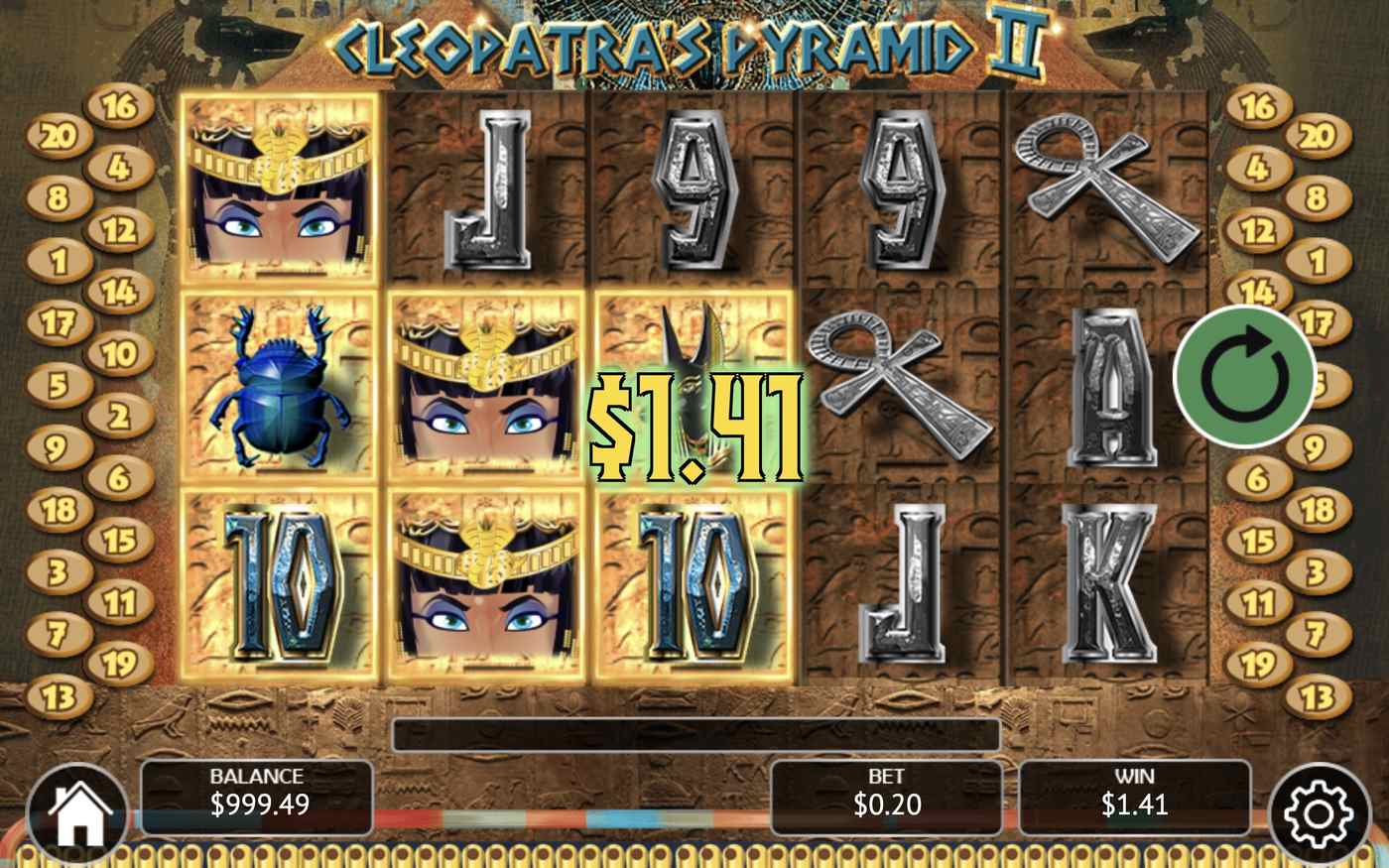 Cleopatra's Pyramid II: image of winning