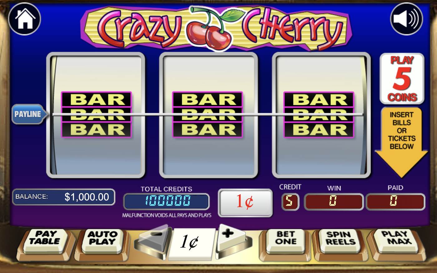 Crazy Cherry: image of main menu
