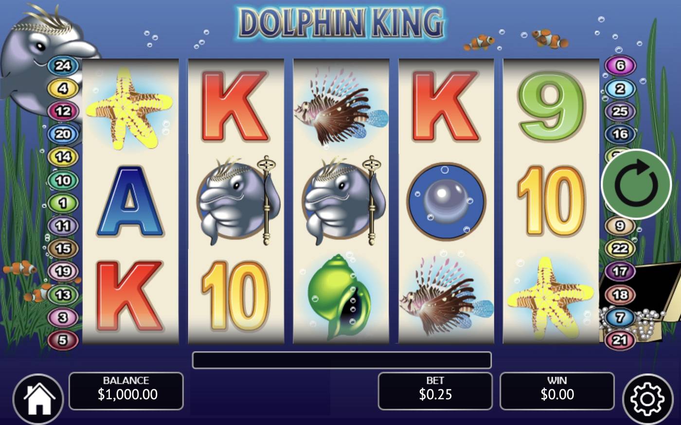Dolphin King: image of main menu