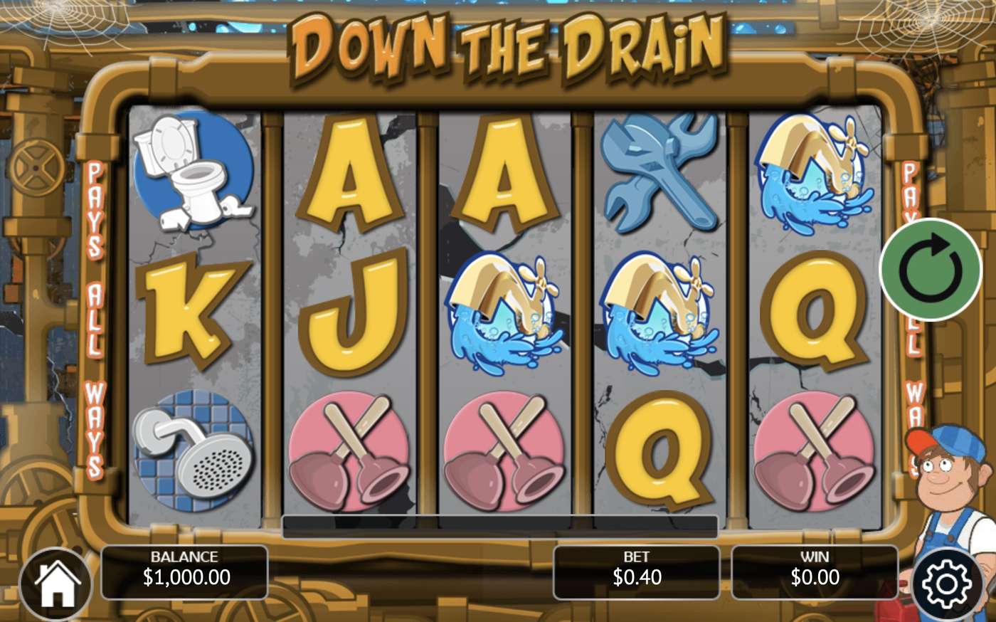 Down the Drain: image of main menu