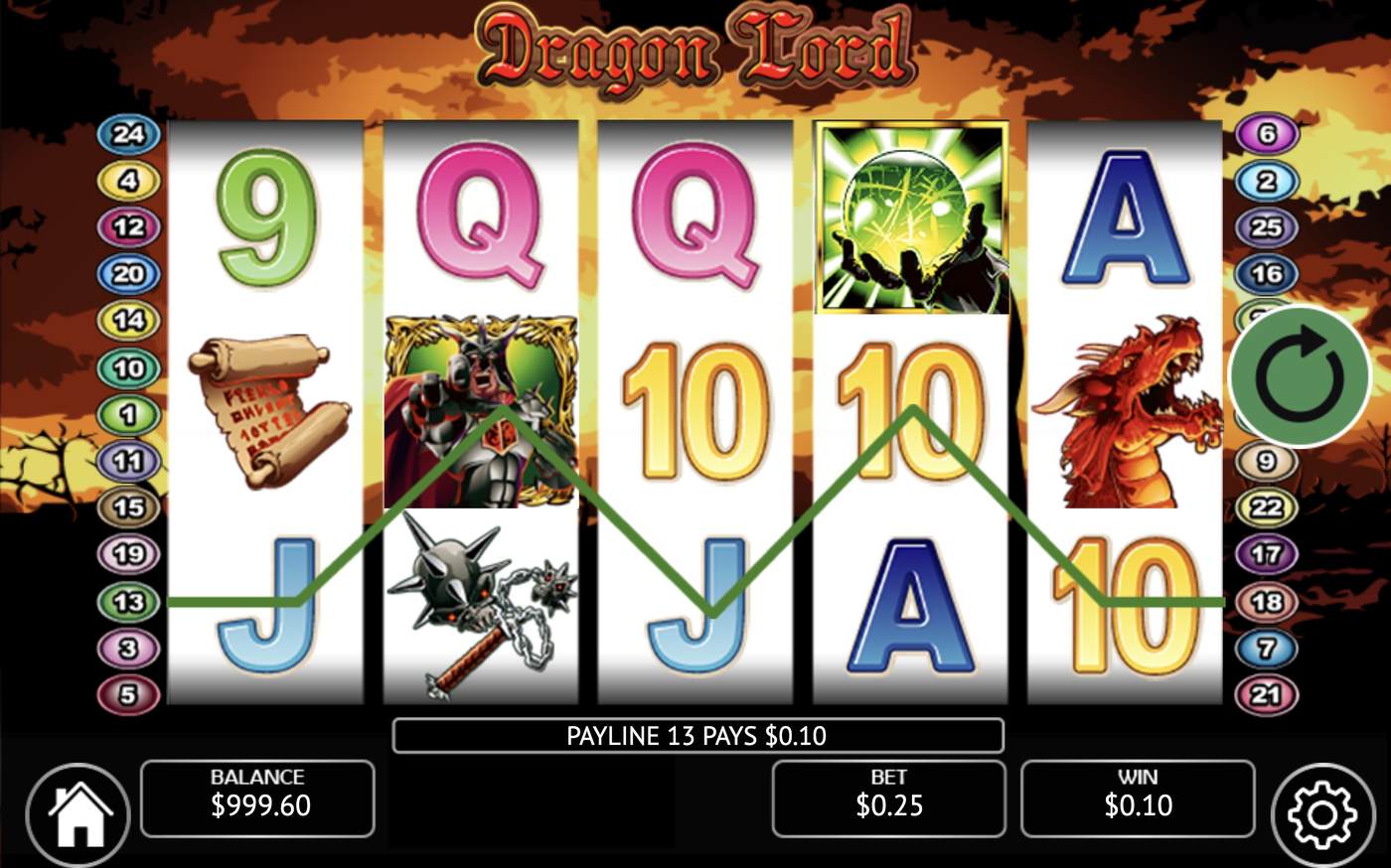 Dragon Lord (Wager Gaming): image of winning
