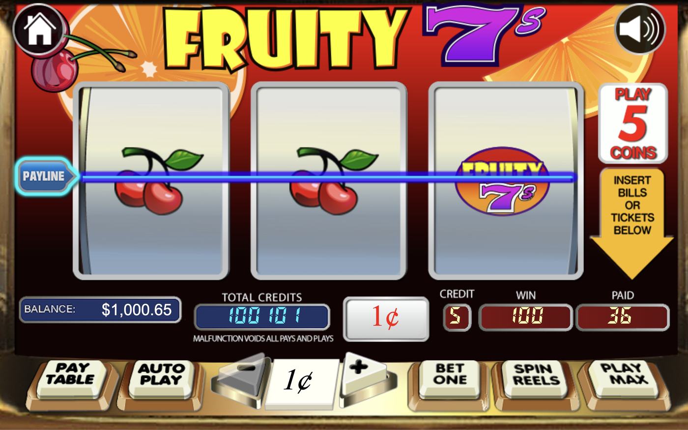 Fruity 7's: image of winning