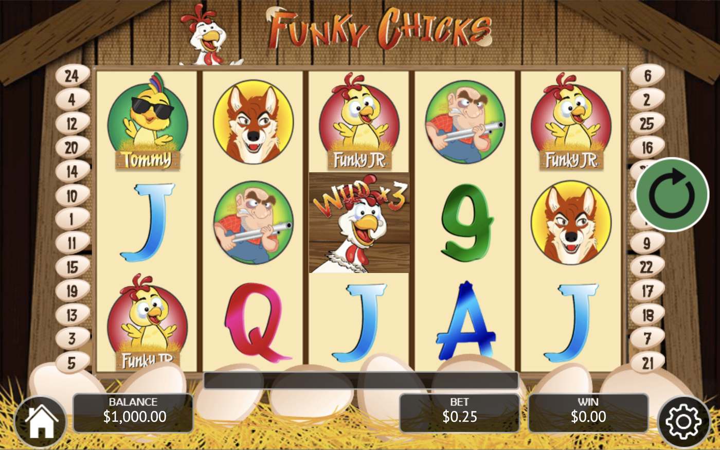 Funky Chicks: image of main menu
