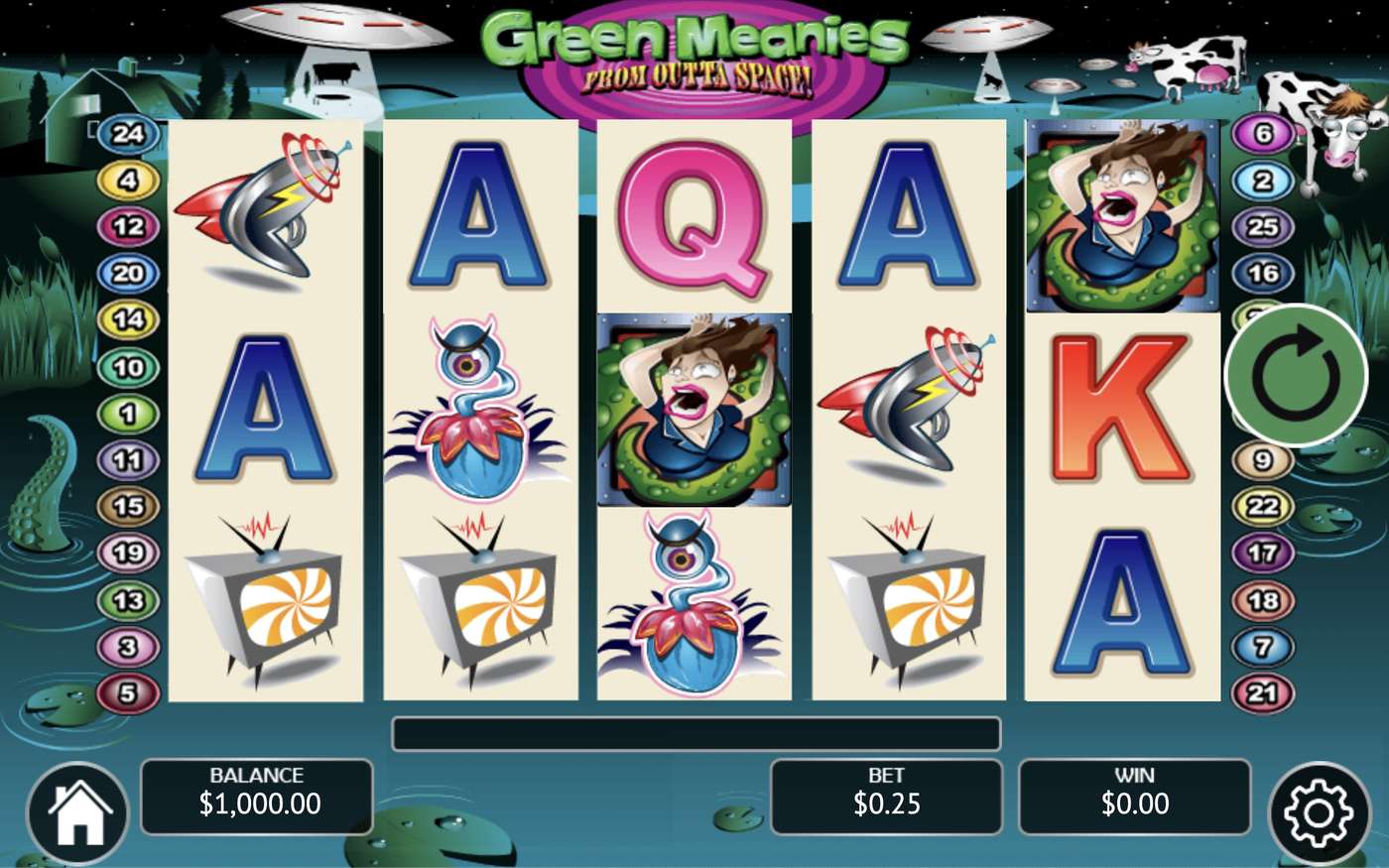 Green Meanies: image of main menu