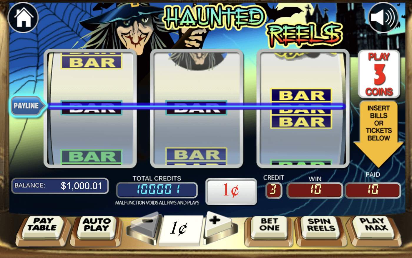 Haunted Reels (Wager Gaming): image of winning