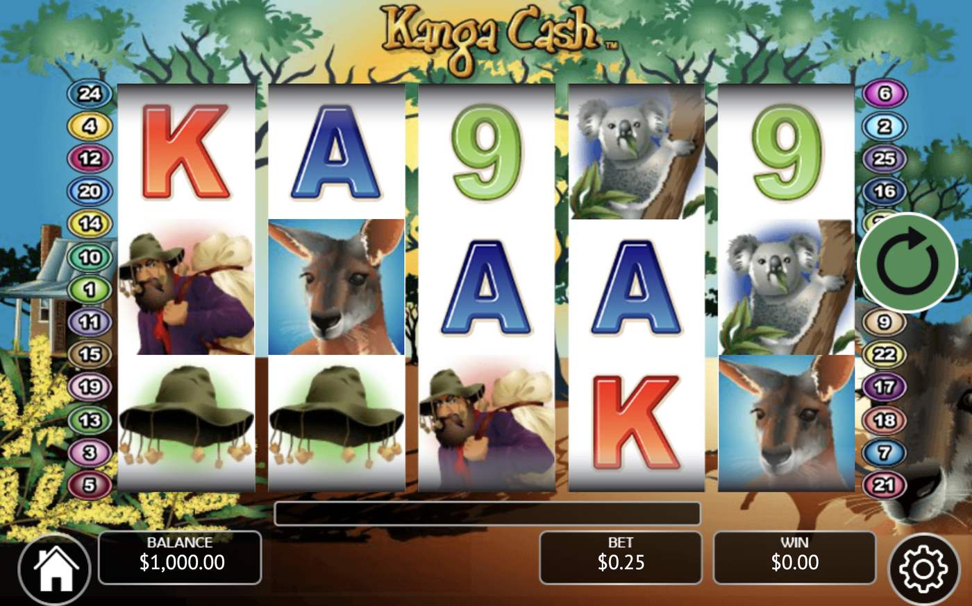 Kanga Cash: image of main menu