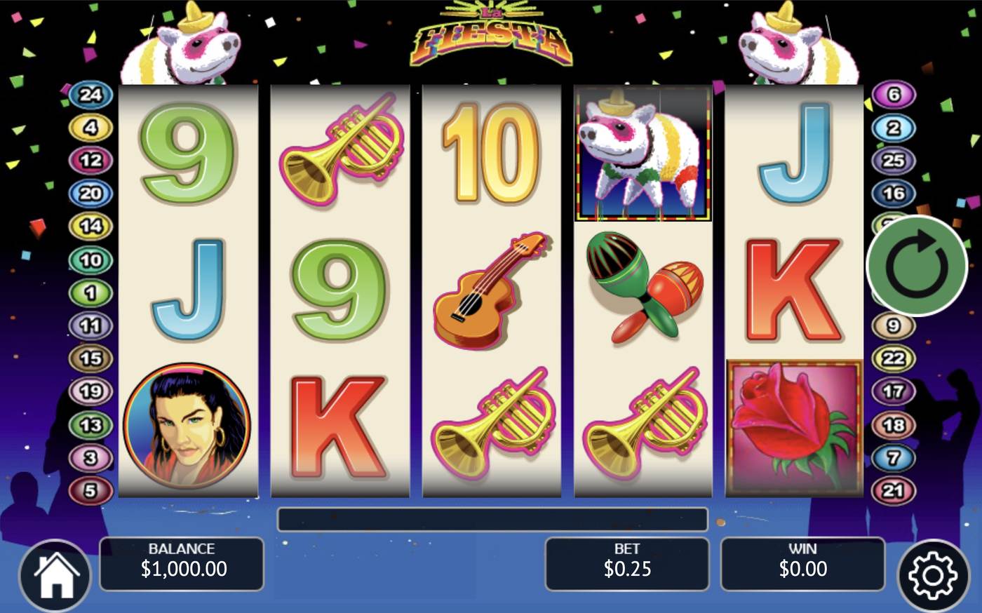 La Fiesta (Wager Gaming): image of main menu