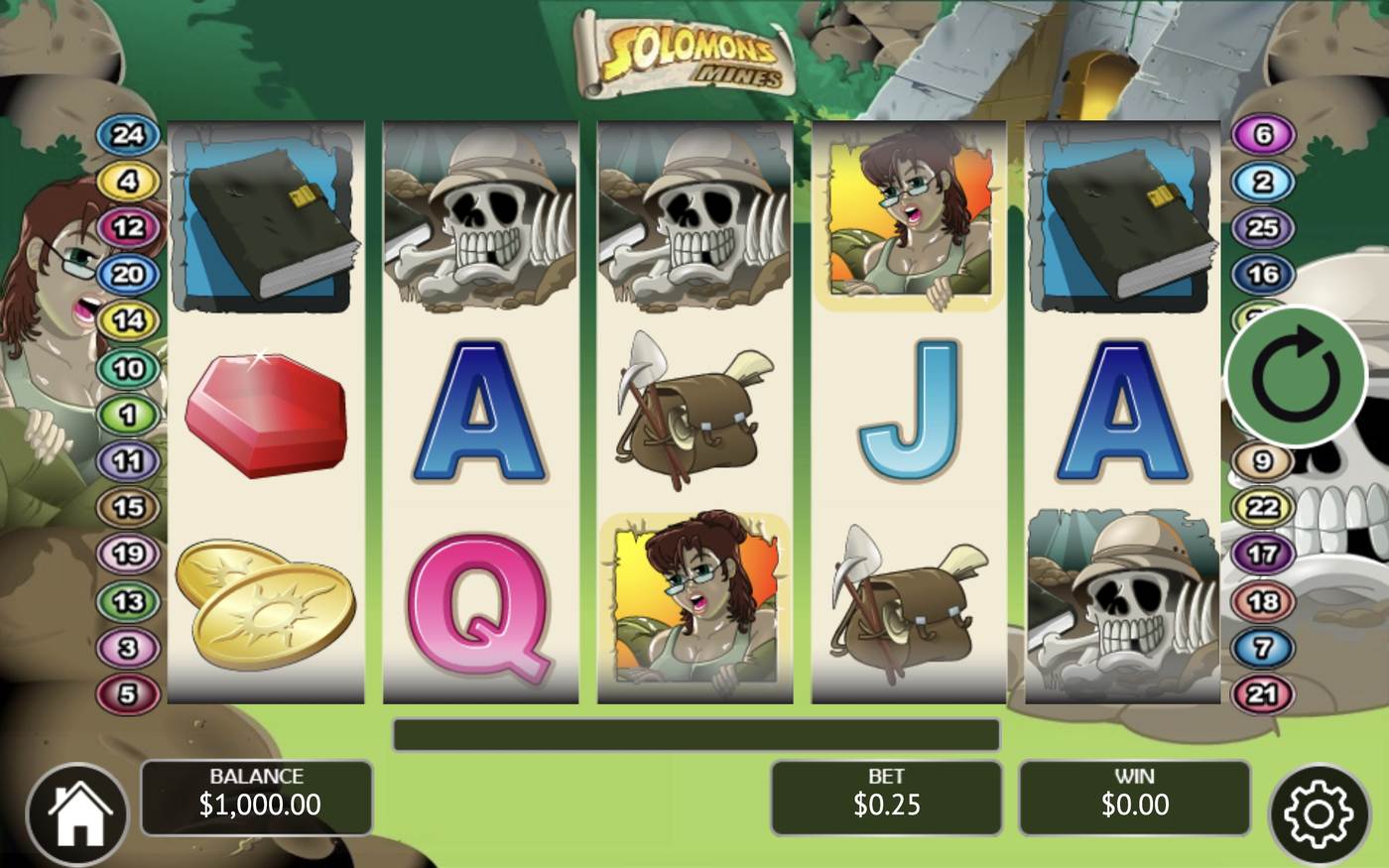 Solomon's Mines: image of main menu
