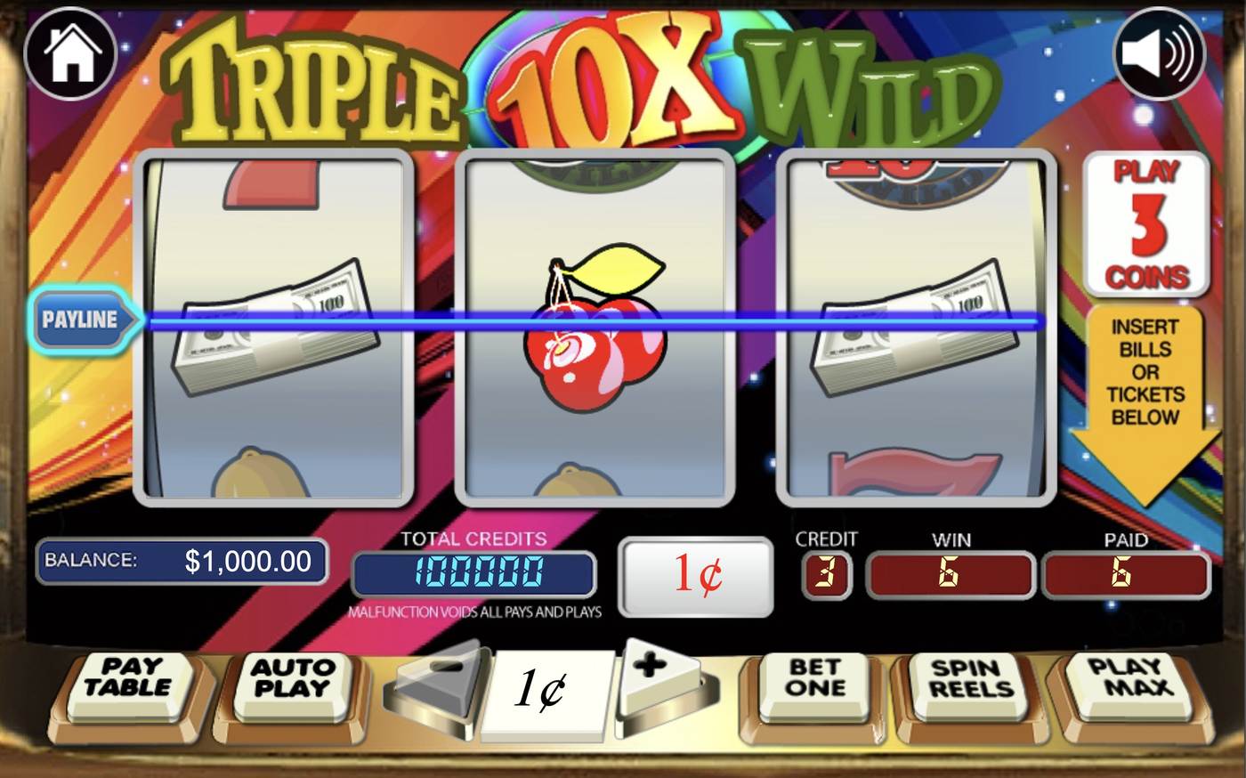 Triple 10x Wild: image of winning
