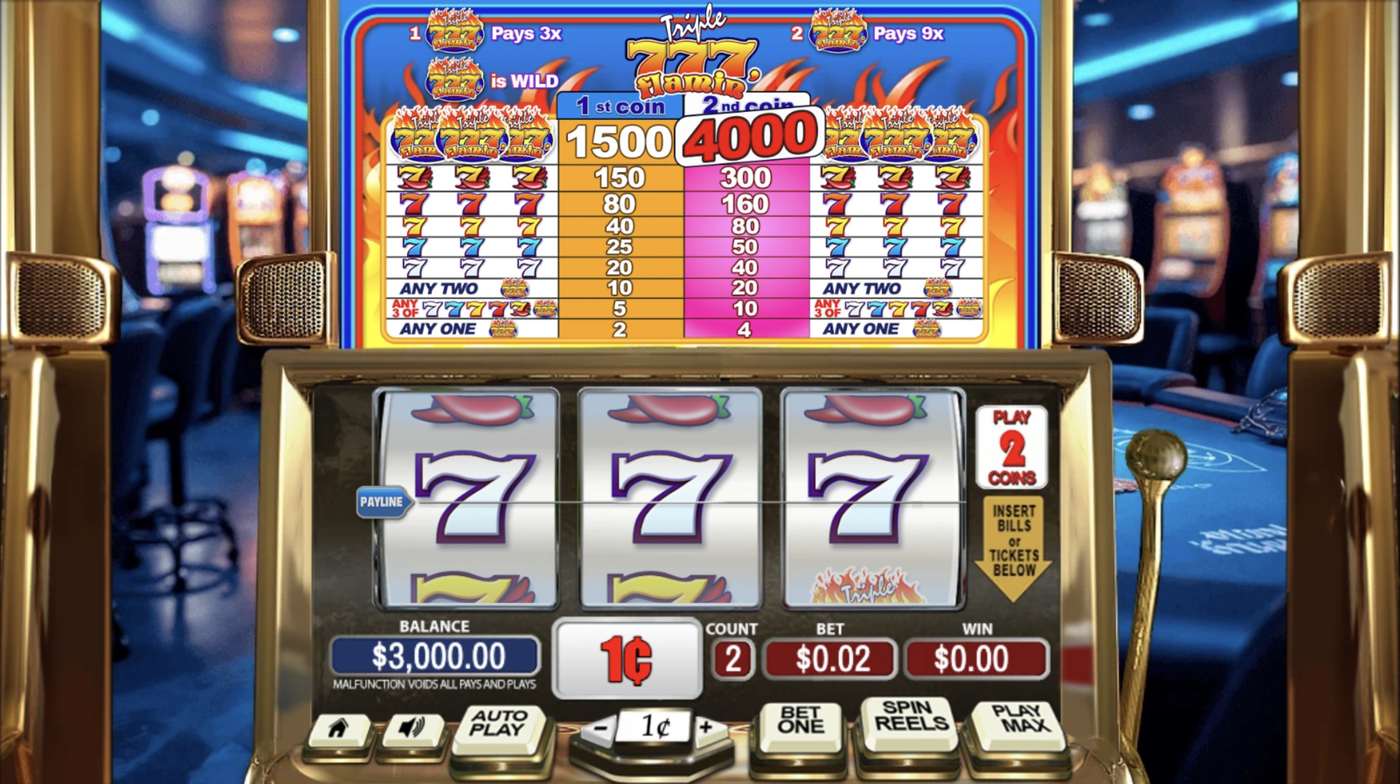 Triple Flamin 7's: image of main menu