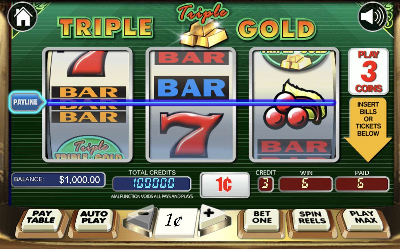 Triple Triple Gold: image of winning