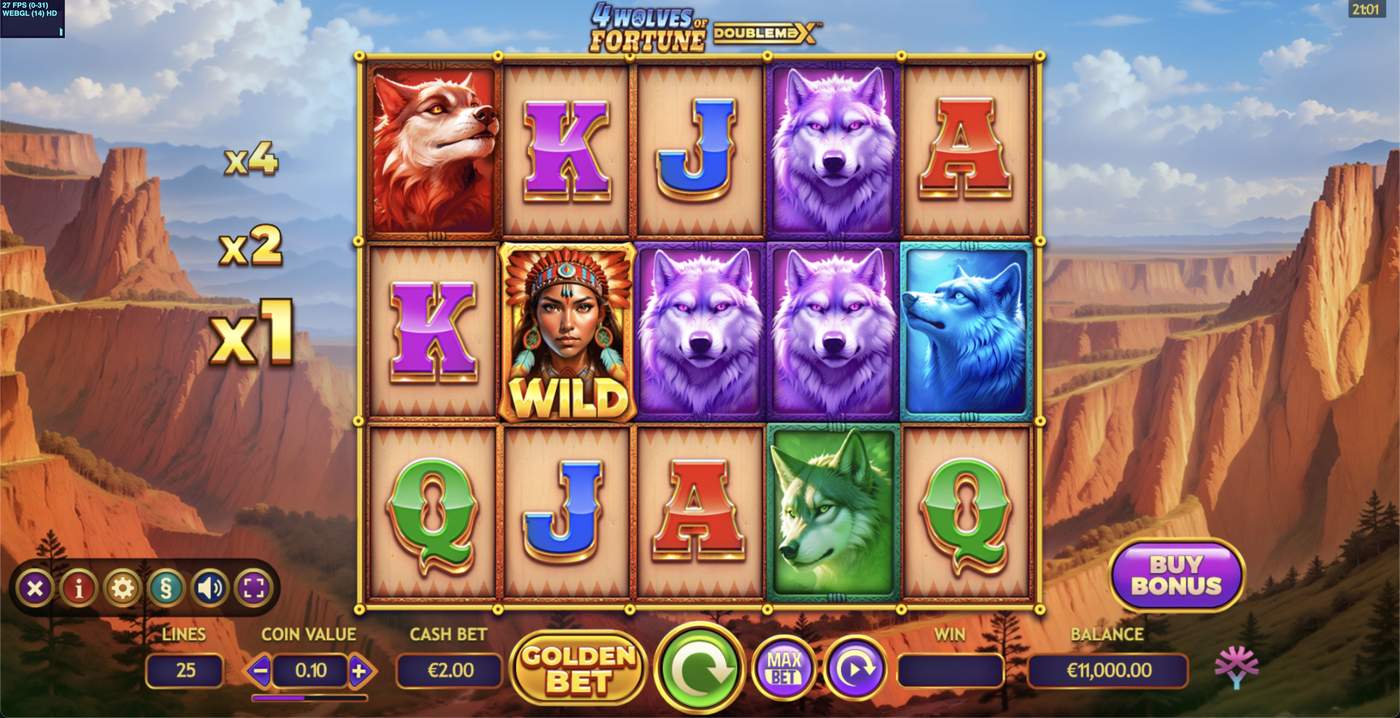 4 Wolves of Fortune DoubleMax: image of main menu
