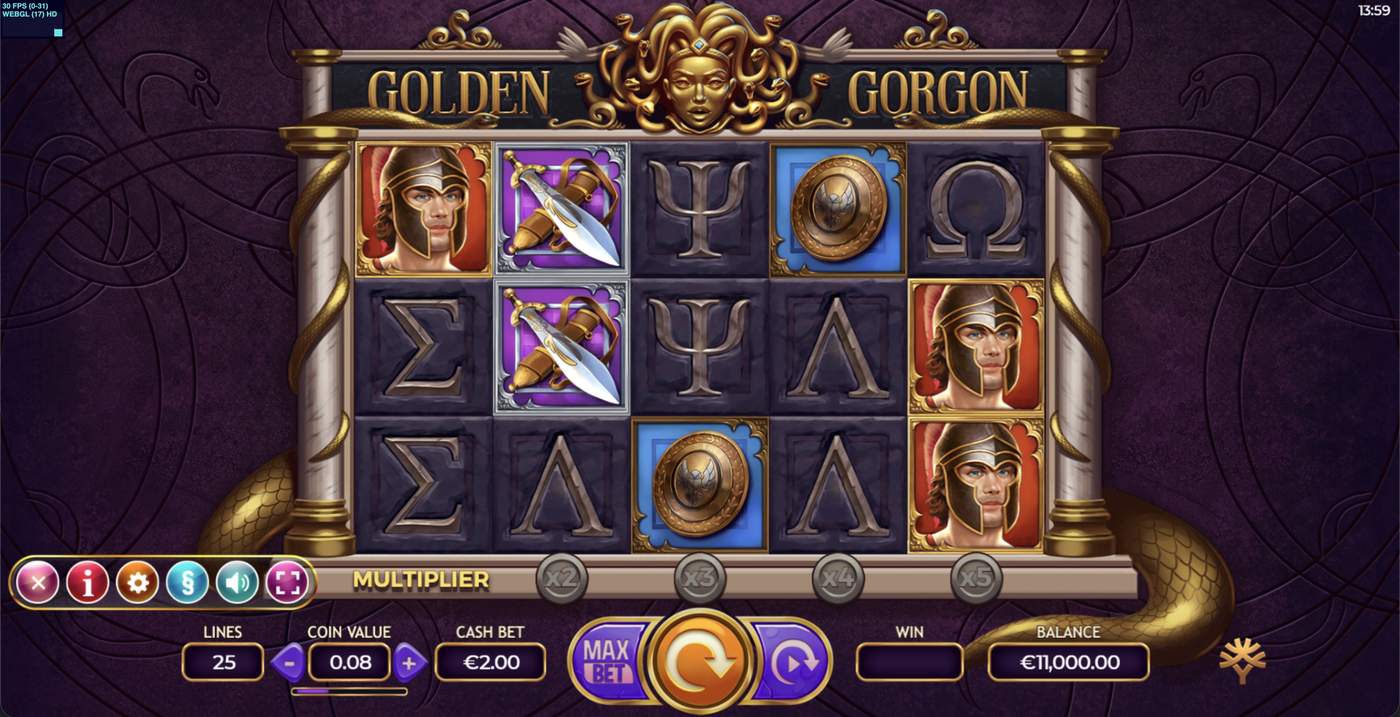 Golden Gorgon: image of main menu