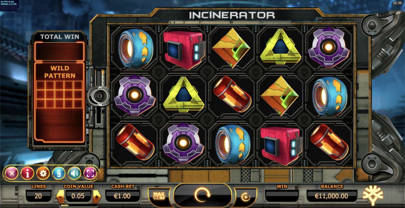 Incinerator: image of main menu