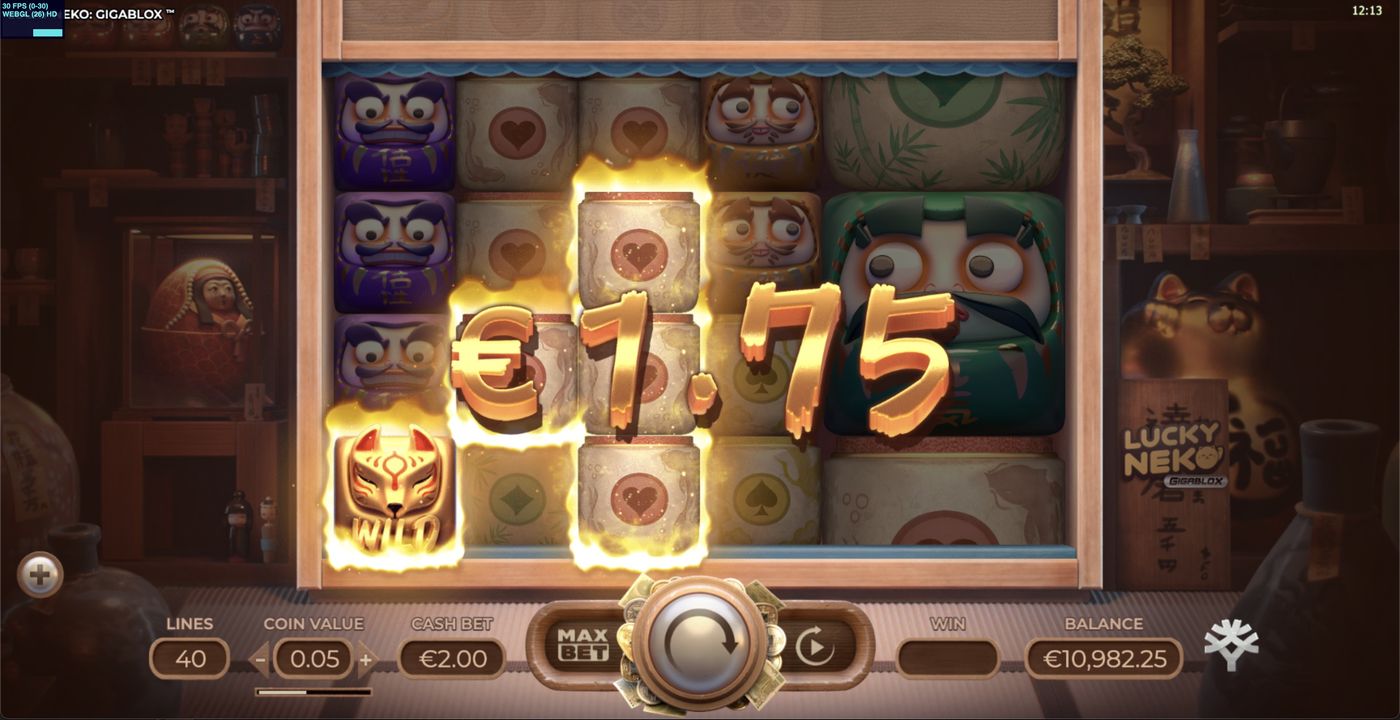 Lucky Neko GigaBlox: image of winning