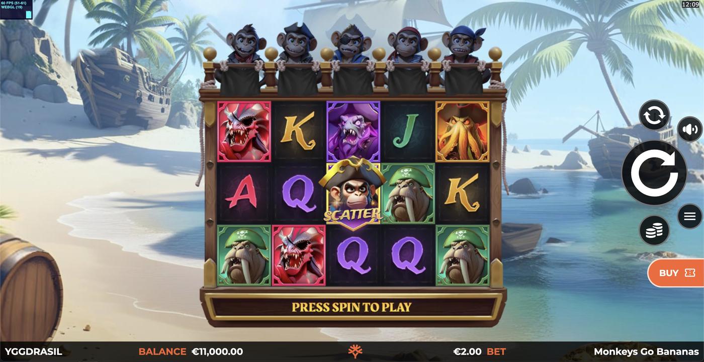 Monkeys Go Bananas MultiMax: image of main menu