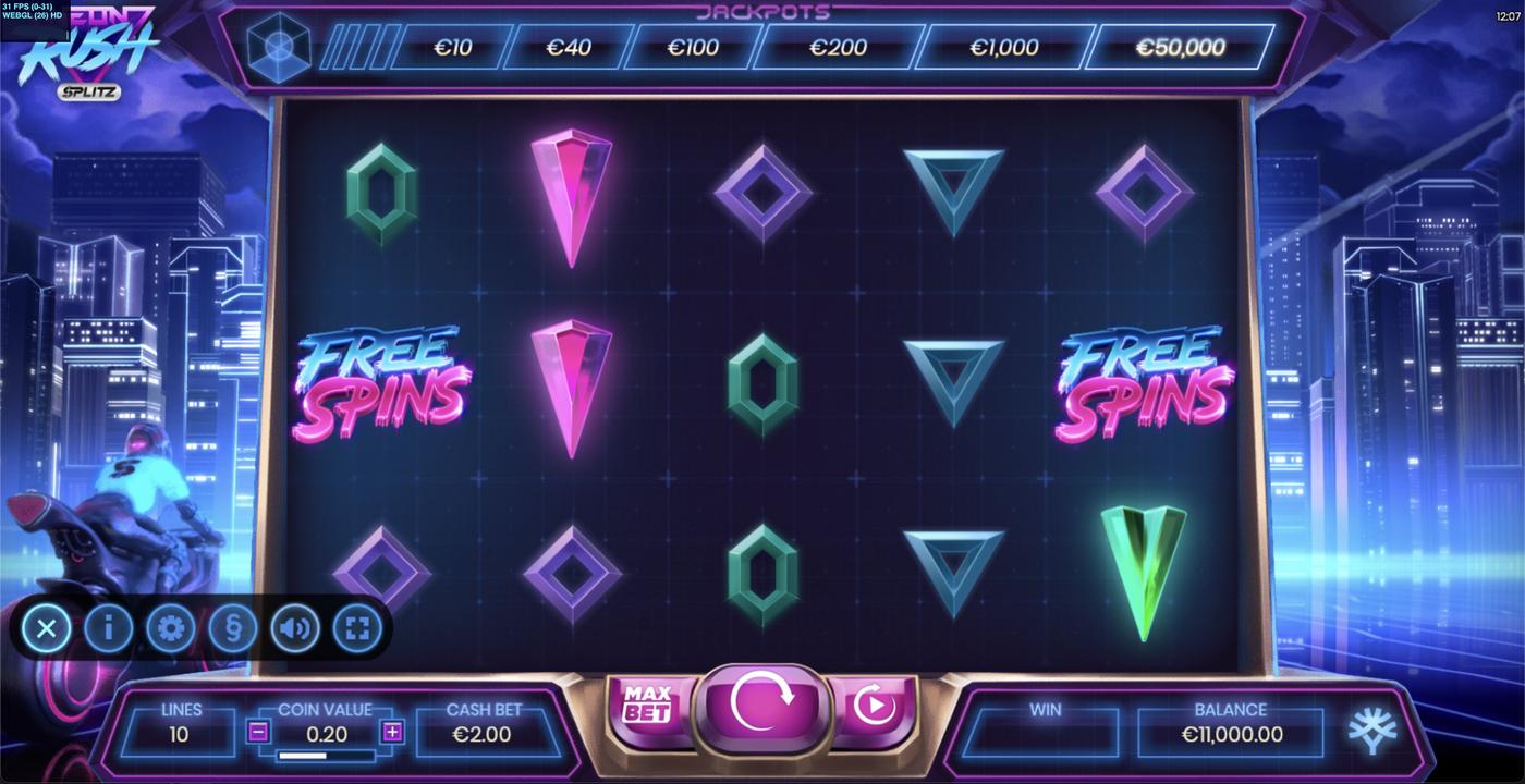 Neon Rush: image of main menu