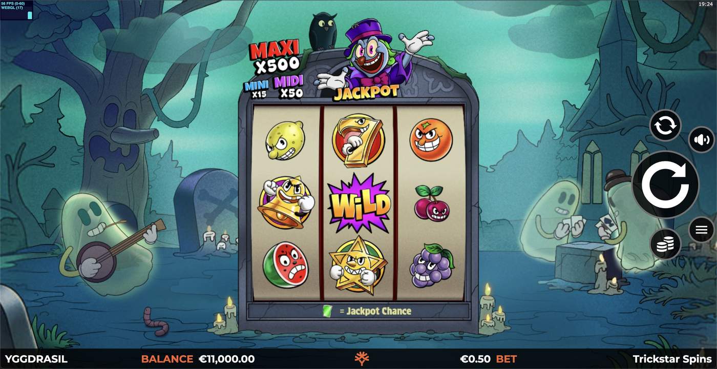 Trickstar Spins: image of main menu