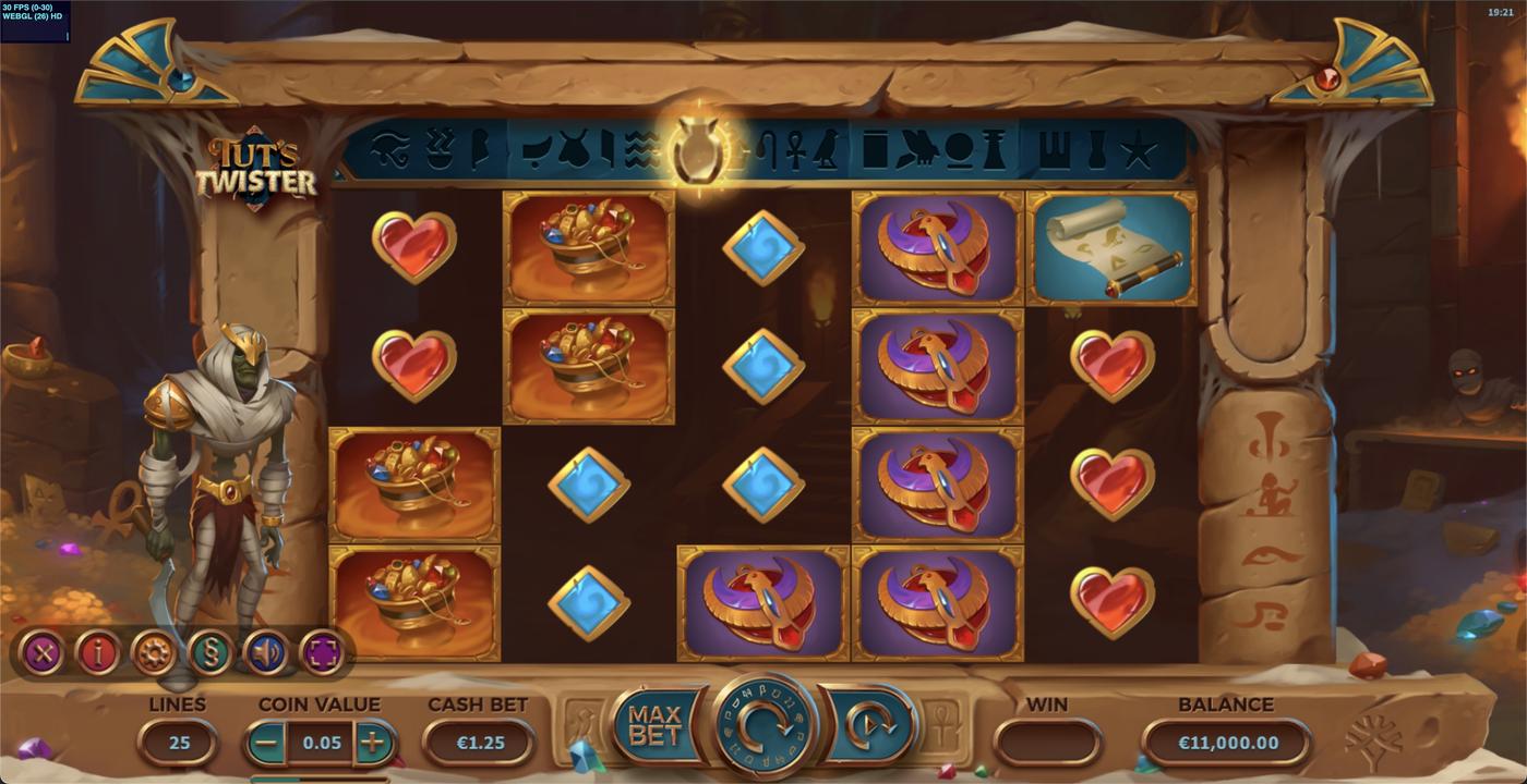 Tut's Twister: image of main menu