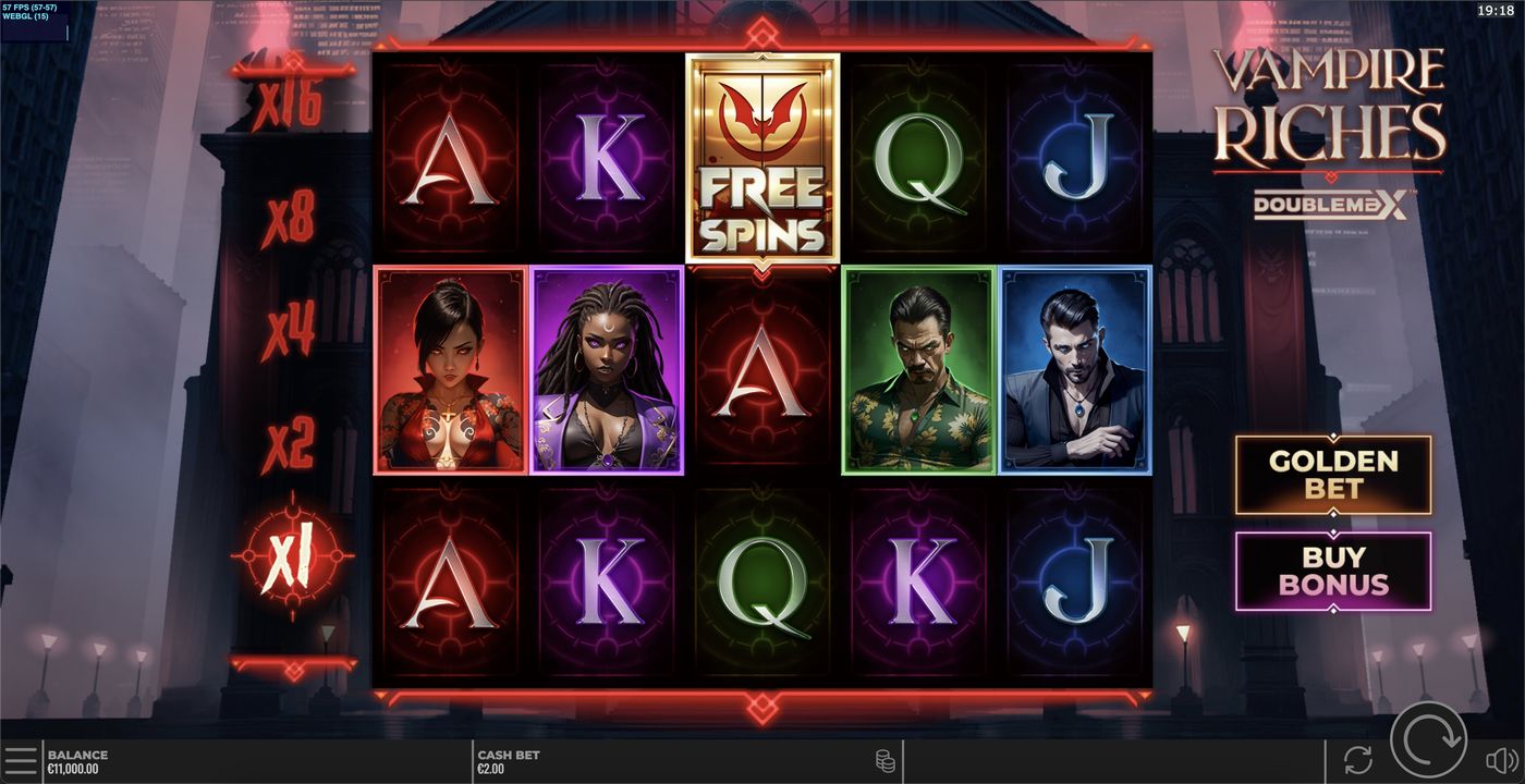 Vampire Riches DoubleMax: image of main menu