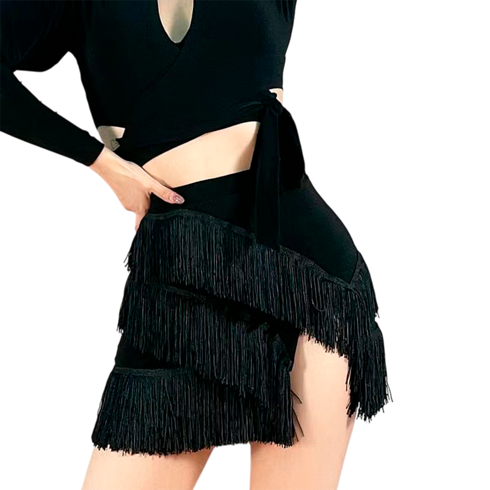 Юбка для танцев с бахрамой и вырезом 