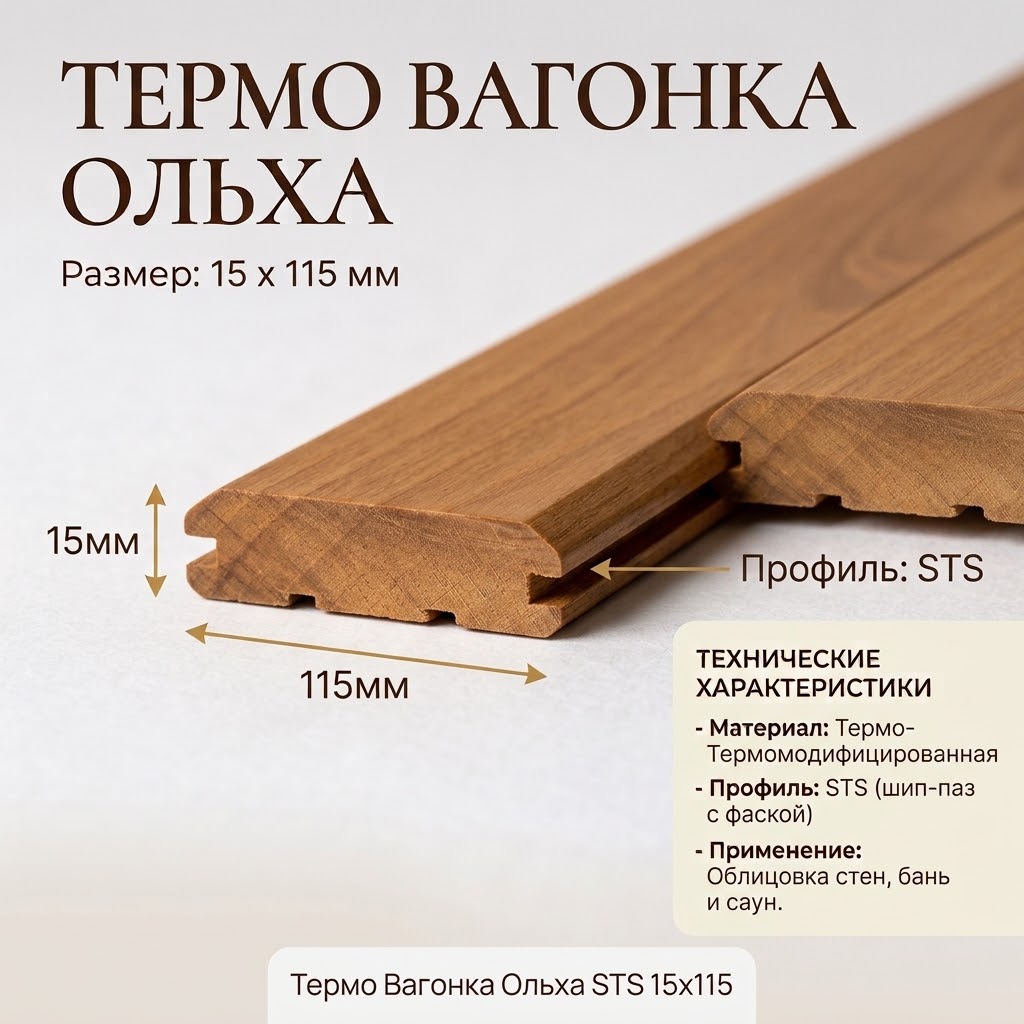 Термо Вагонка Ольха  STS 15x115 2.6м