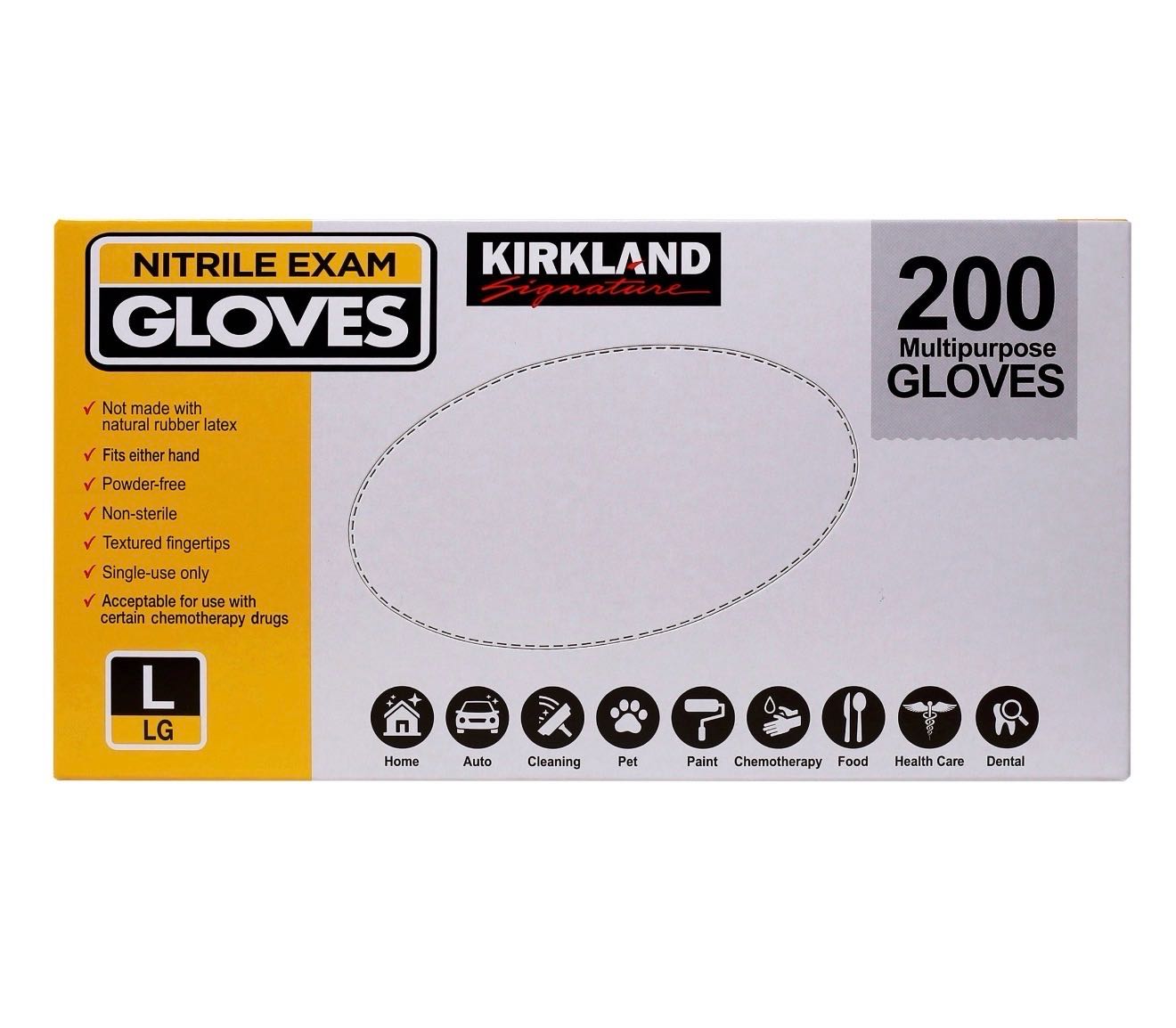 Kirkland нитриловые перчатки 200 шт L