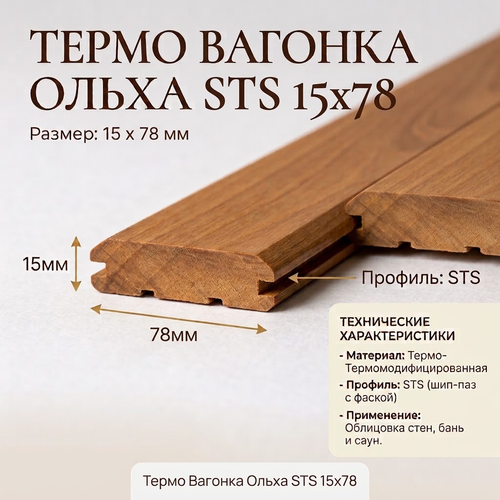 Термо Вагонка Ольха STS 15x78 2.8м