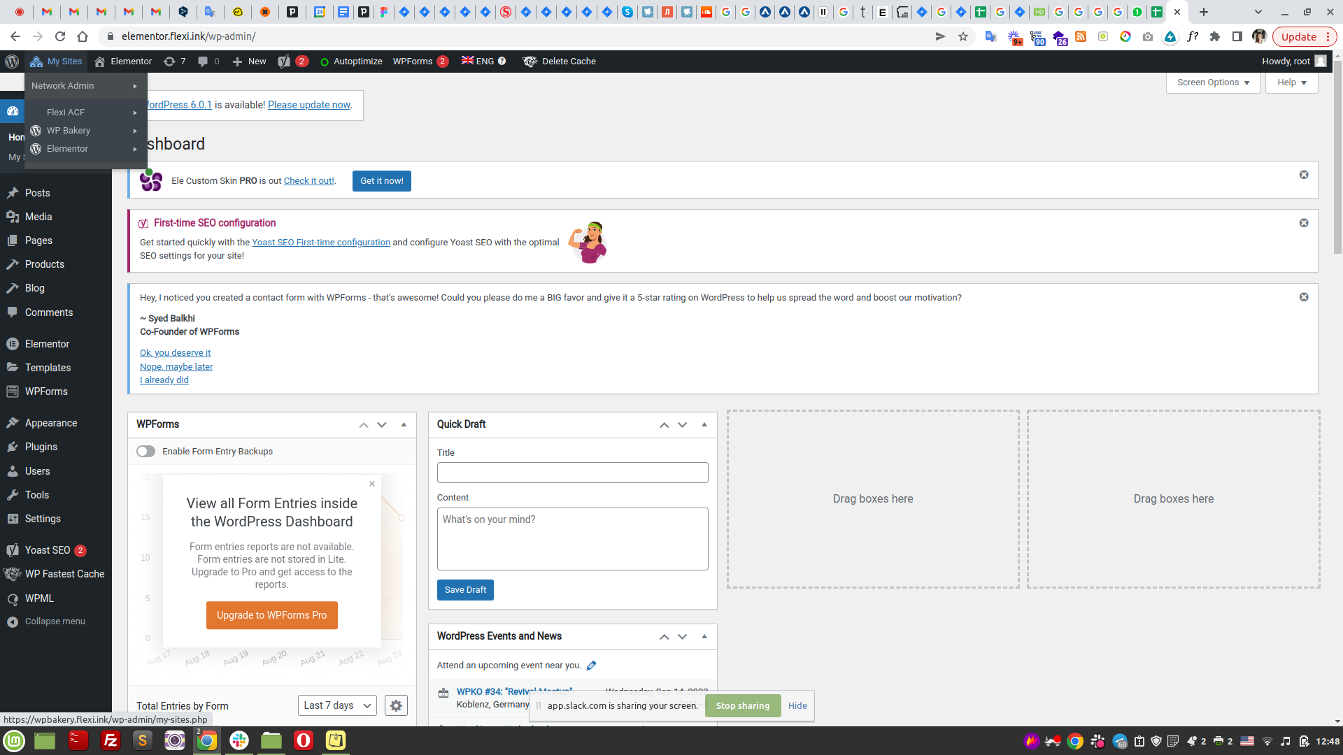 The WordPress Multisite network admin dashboard