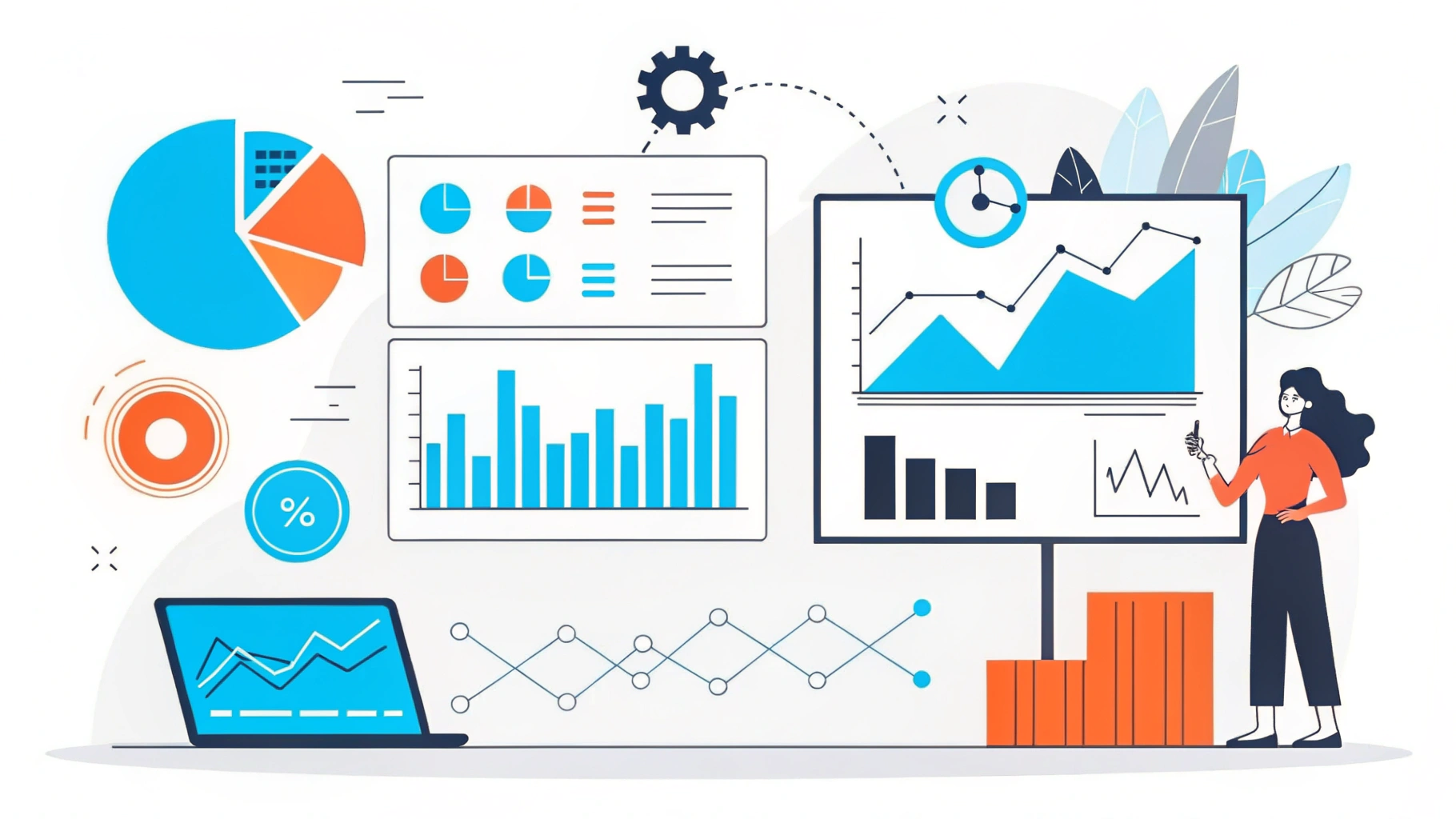 AI-driven analytics dashboard displaying data insights, charts, and trends for smarter eCommerce decision-making.