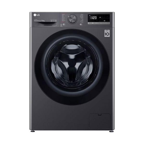 غسالة 10kg LG فضي انفيرتر A+++، 1400 دورة، بخار Steam، غسيل تيربو ThinQ سمارت – باب فيميه