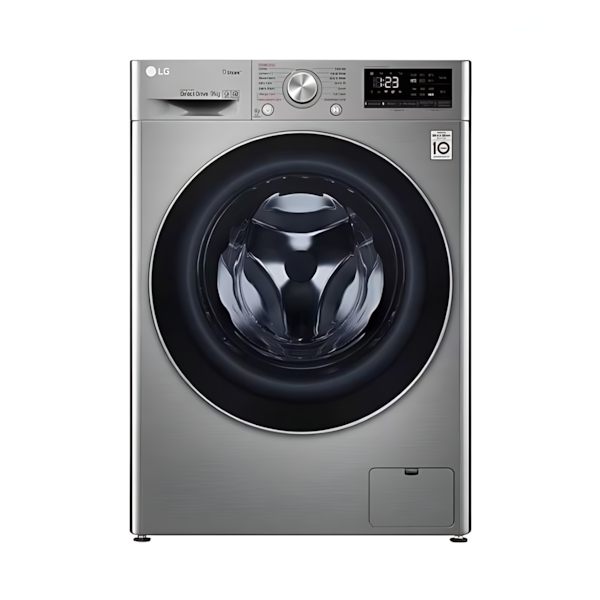 غسالة 9kg LG انفيرتر A+++، 1400 دورة، بخار Steam، WiFi وThinQ سمارت – باب بإطار أسود