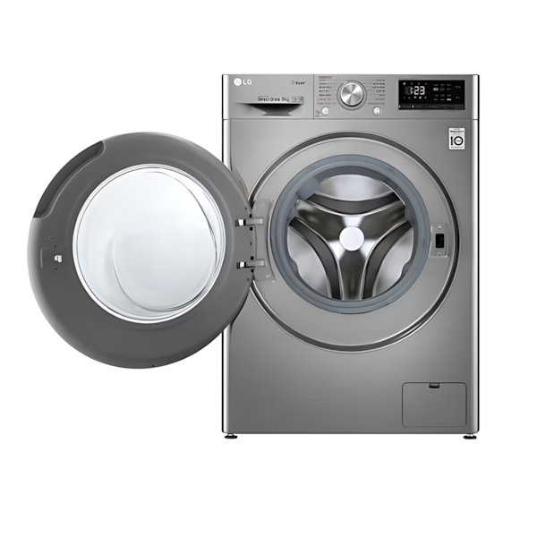 غسالة 9kg LG انفيرتر A+++، 1400 دورة، بخار Steam، WiFi وThinQ سمارت – باب بإطار أسود