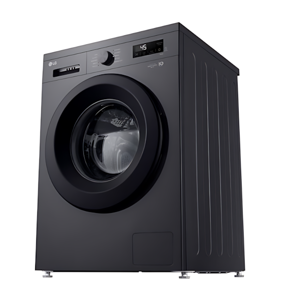 غسالة 8kg LG إنفيرتر A+++، محرك مباشر وغسيل تيربو، تحكم عن بعد – فضي