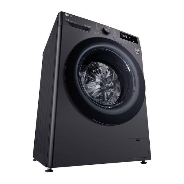 غسالة 10kg LG فضي انفيرتر A+++، 1400 دورة، بخار Steam، غسيل تيربو ThinQ سمارت – باب فيميه